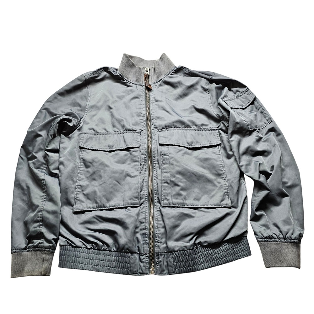 Abercrombie & Fitch Bomber Jacket Mens M Gray Water Resistant Utility F15-01-08